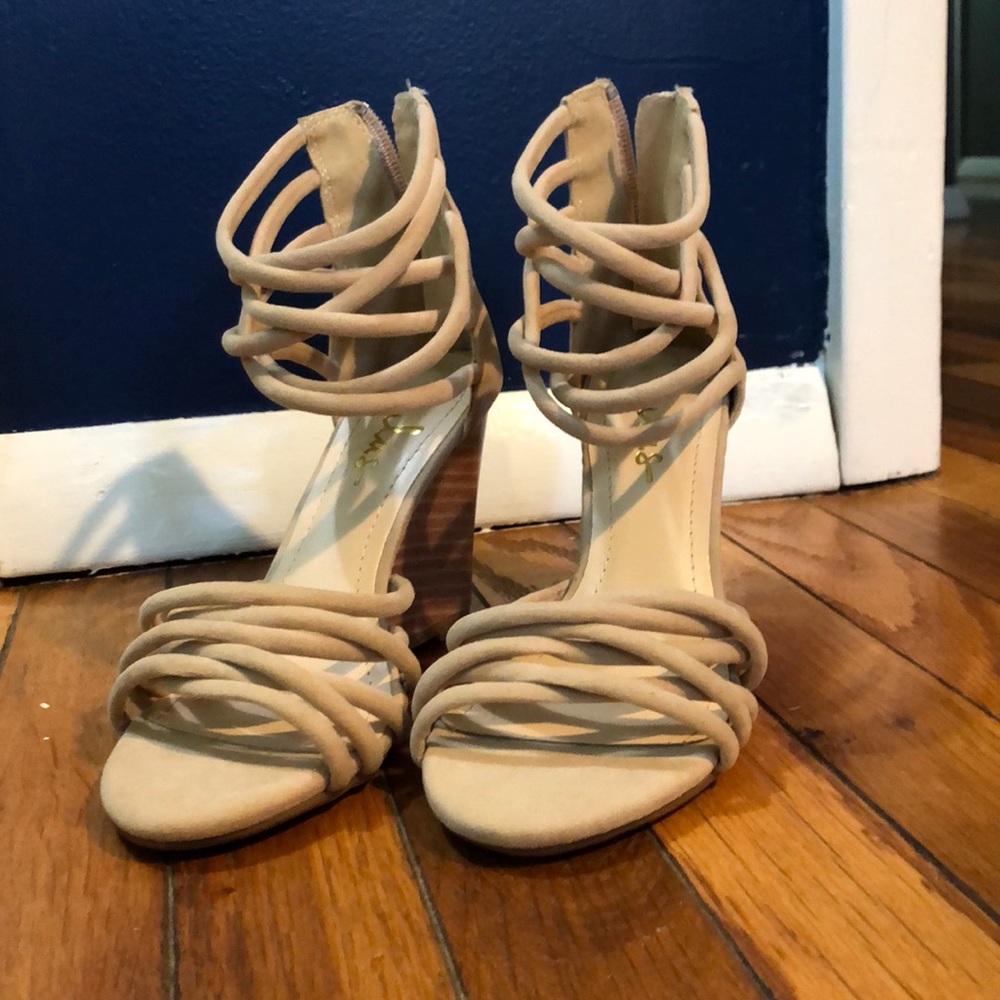 Nude wedge sandals